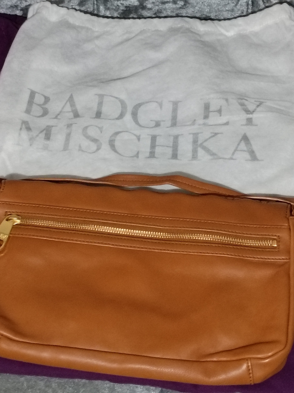 Badgley Mischka Men's Tan Leather Zip-Top Crossbody Bag